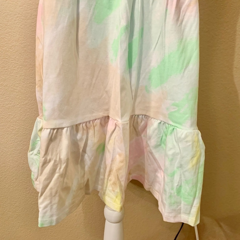 NWT Love, Fire Dress XL Jrs Pastel Green Pink TieDye Cotton Mini Sleeveless NEW - Picture 4 of 16
